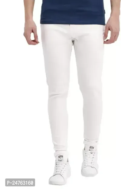 COMFITS Men's Casual White Plain Jeans (28)