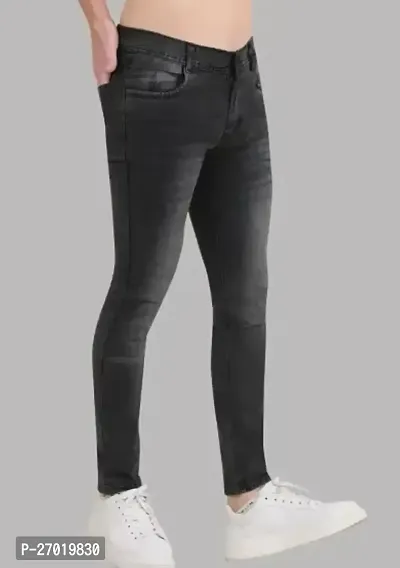 Stylish Cotton Blend Slim Fit Jeans For Men-thumb0