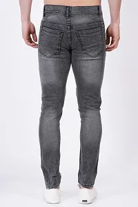 Classic Grey Cotton Blend Solid Jeans for Men-thumb2