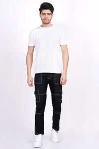 Stylish Cotton Blend Black Cargo Jeans For Men-thumb2