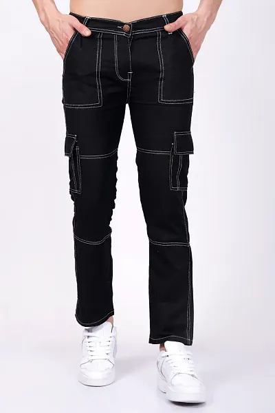 Stylish Blend Cargo Jeans For Men