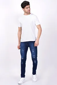 Stylish Cotton Blend Blue Solid Jeans For Men-thumb1