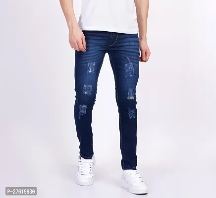 Stylish Cotton Blend Blue Solid Jeans For Men