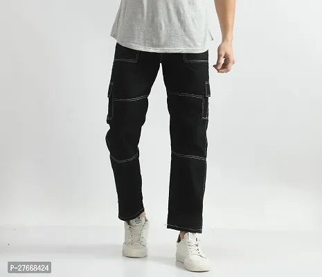 Classic Cotton Blend Solid Cargo Jean for Men