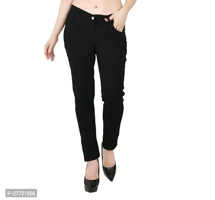 Classic Cotton Blend Solid Jeans for Women-thumb0