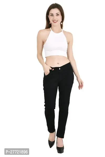 Classic Cotton Blend Solid Jeans for Women-thumb2