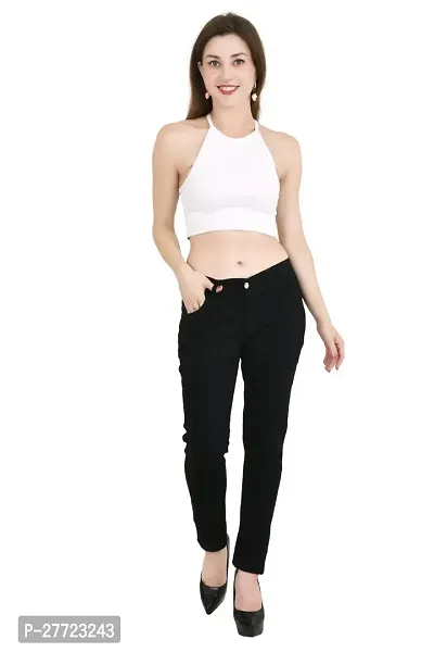 Classic Cotton Blend Solid Jeans for Women-thumb3