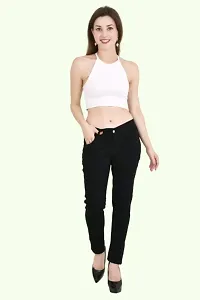 Classic Cotton Blend Solid Jeans for Women-thumb3