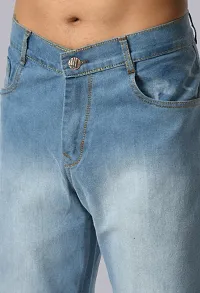 Misony Men Regular Baggy Sky Blue Plain Jeans-thumb1