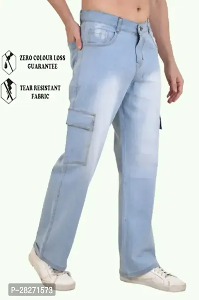 Jeancherry-201-Baggy Sky Blue Pocket Jeans