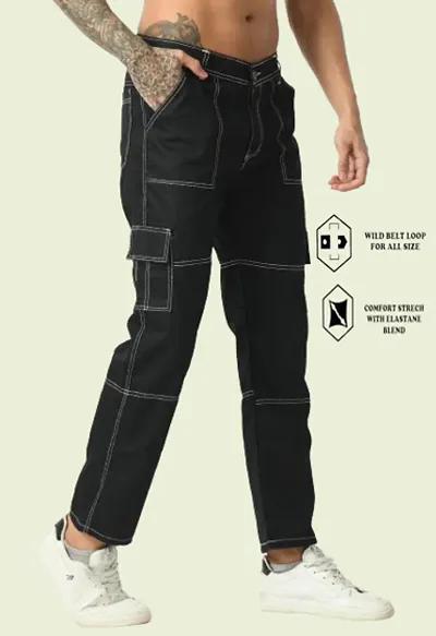 Classic Blend Solid Cargo Jean for Men