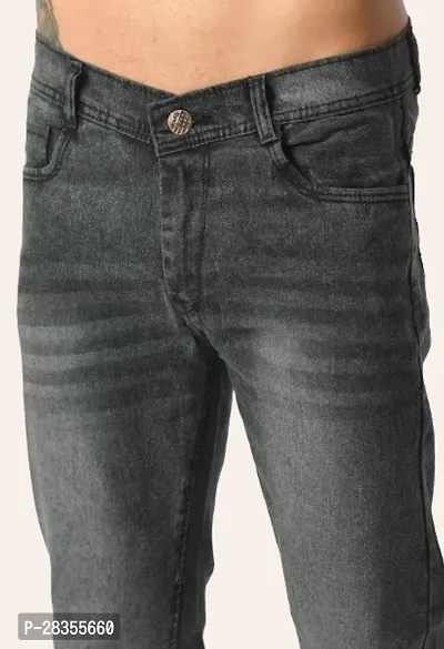 Stylish Cotton Blend Solid Grey Jeans For Men-thumb4