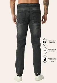 Stylish Cotton Blend Solid Grey Jeans For Men-thumb2