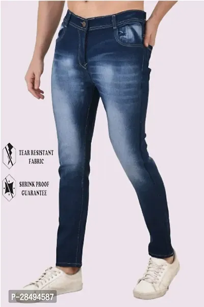 Stylish Cotton Blend Jeans For Men-thumb0