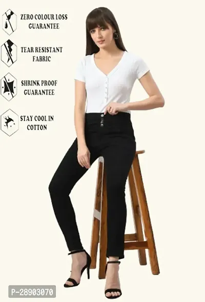 Classic Cotton Blend Solid Jean For Women-thumb2