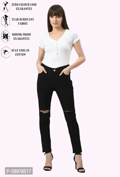 Classic Cotton Blend Solid Jean For Women-thumb4