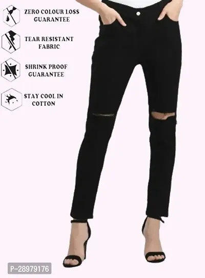 Classic Cotton Blend Solid Jean For Women-thumb0