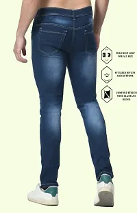 Cotton Bland Sim Fit Blue Rough Jeans-thumb2