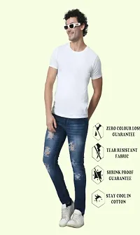 Cotton Bland Sim Fit Blue Rough Jeans-thumb3