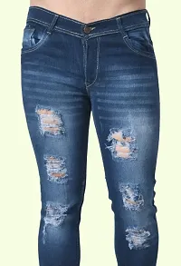 Cotton Bland Sim Fit Blue Rough Jeans-thumb1