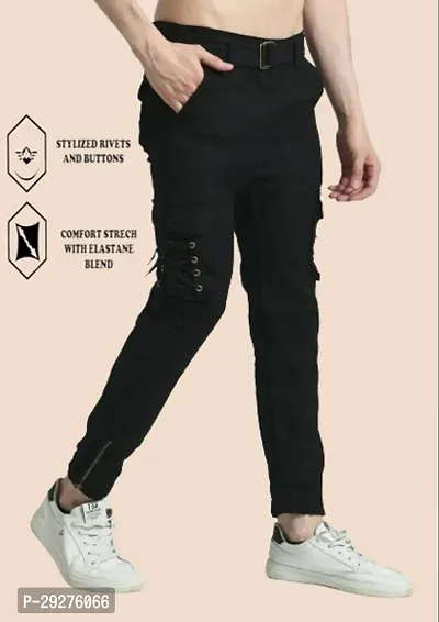 Comfits Jogger Fit Cotton Blend Men Black Cargo-thumb0