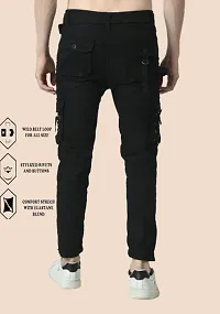 Flaring Jogger Fit Cotton Blend Men Black Cargo-thumb1