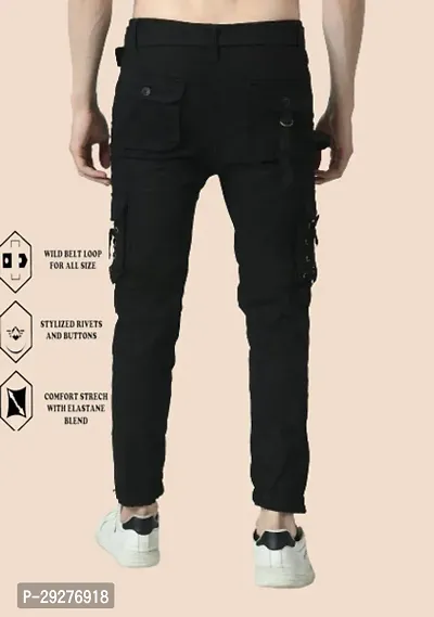 Flaring Jogger Fit Cotton Blend Men Black Cargo-thumb2