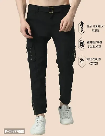 Jeancherry Jogger Fit Cotton Blend Men Black Cargo