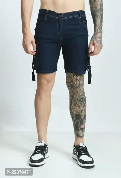 Flaring Regular Fit Short Pocket Dark Blue-thumb0