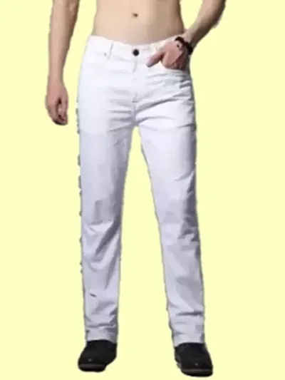 Stylish Cotton Blend Solid Mid-Rise Jeans For Men