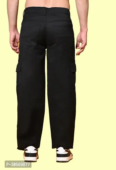 Flaring Loose Fit Denim Baggy Black Pocket Jeans-thumb2