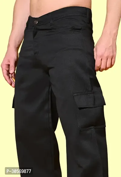 Flaring Loose Fit Denim Baggy Black Pocket Jeans-thumb4