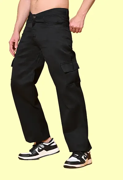 Flaring Jogger Fit Denim Baggy Black Pocket Jeans