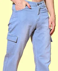 Flaring Jogger Fit Denim Baggy Sky Blue Pocket Jeans-thumb3