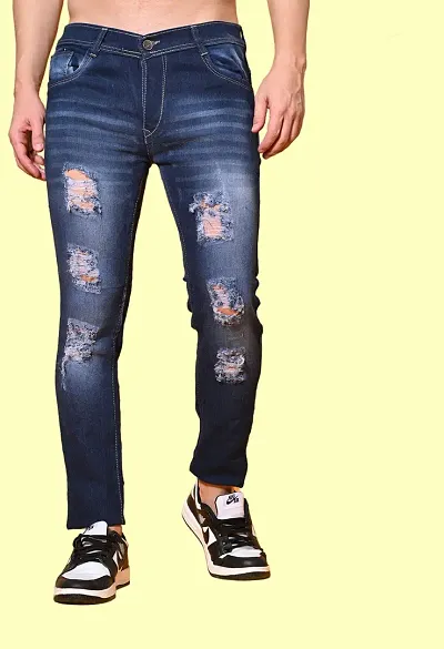 Trendy Regular Fit Rough Jeans For Men