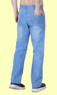 Flaring Jogger Fit Denim Baggy Sky Blue Plain Jeans-thumb2