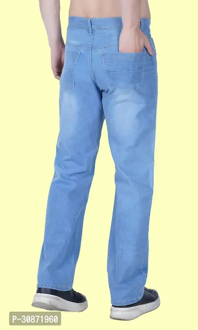 Flaring Jogger Fit Denim Baggy Sky Blue Plain Jeans-thumb3