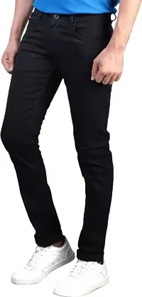 Jeancherry Slim Fit Denim Black Plain Jeans-thumb2