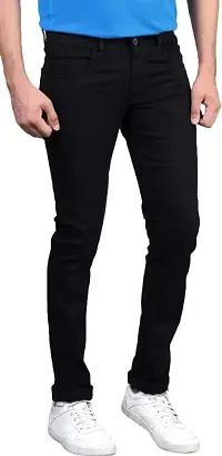 Jeancherry Slim Fit Denim Black Plain Jeans-thumb3