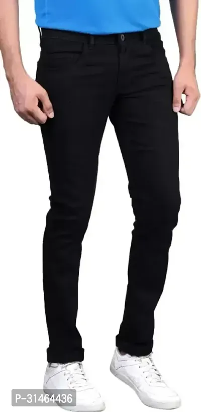 Jeancherry Slim Fit Denim Black Plain Jeans-thumb4