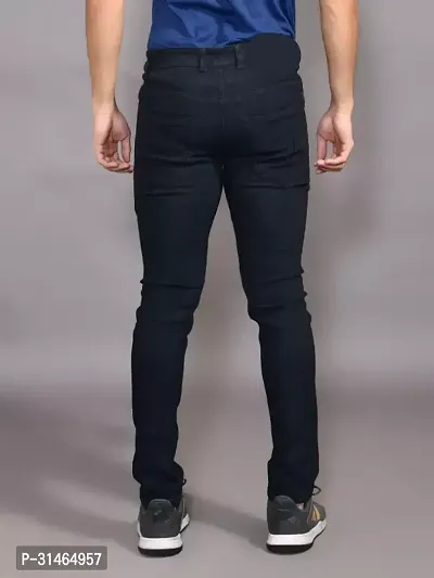 Jeancherry Tapered Fit Denim Black Plain Jeans-thumb2