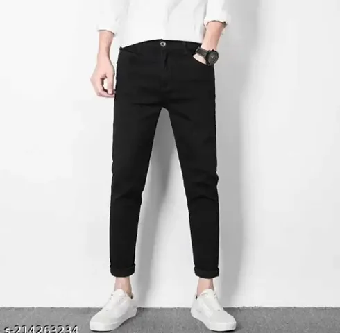 Stylish Cotton Blend Mid-Rise Jeans For Men