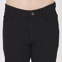 Jeancherry Straight Fit Denim Black Plain Jeans-thumb3