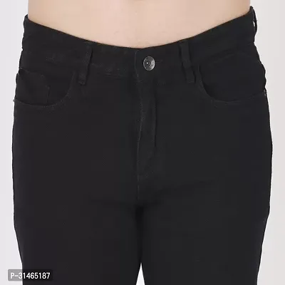 Jeancherry Straight Fit Denim Black Plain Jeans-thumb4