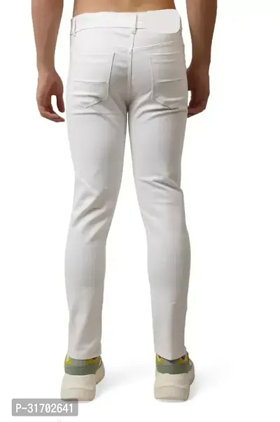 Jeancherry Straight Fit Denim White Knee Cut Jeans-thumb3