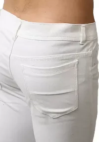 Jeancherry Straight Fit Denim White Knee Cut Jeans-thumb3