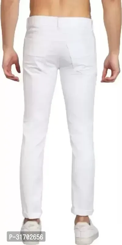 Jeancherry Slim Fit Denim White Plain Jeans-thumb2