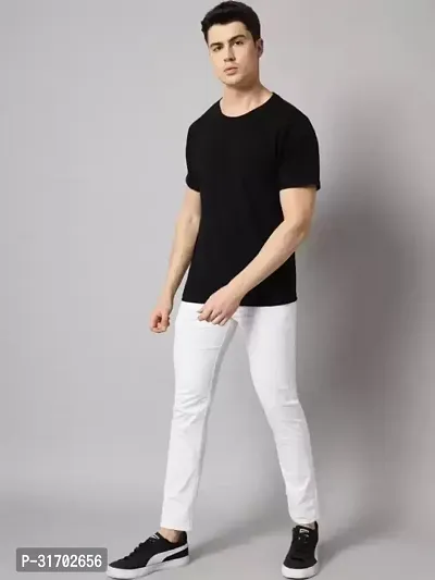 Jeancherry Slim Fit Denim White Plain Jeans-thumb3