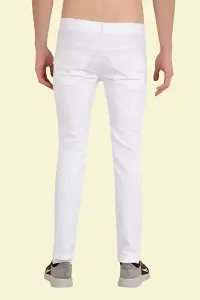 Jeancherry Tapered Fit Denim White Knee Cut Jeans-thumb2