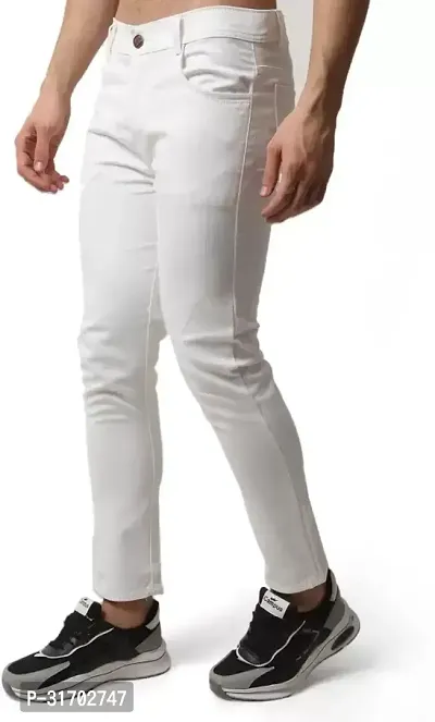 Jeancherry Slim Fit Denim White Plain Jeans-thumb0